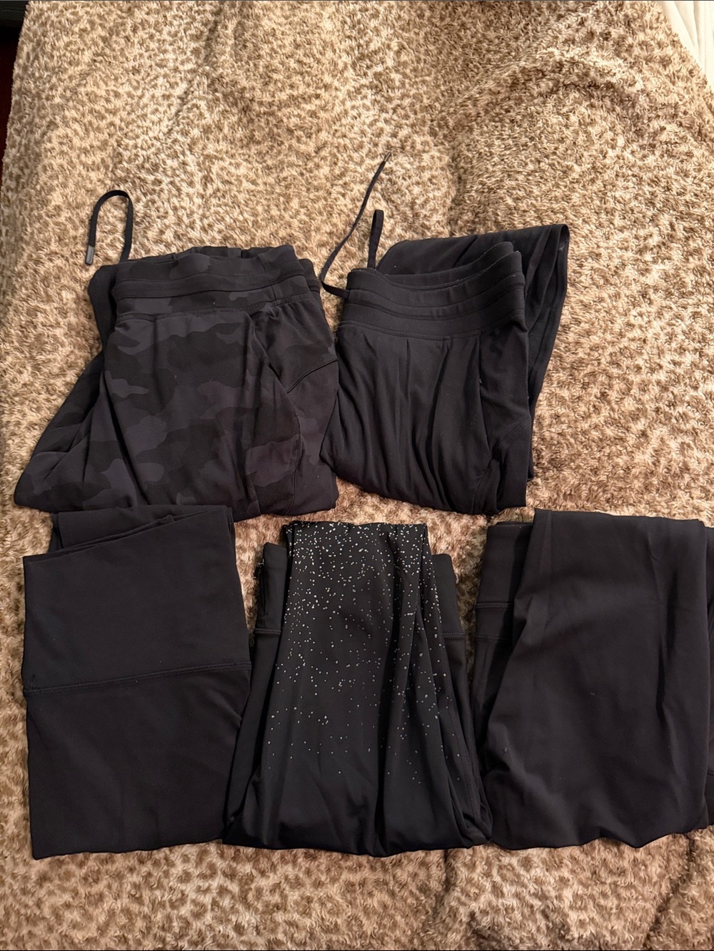 LOT 5 PAIRS Lululemon + Athleta Black Leggings + Lounge Joggers Pants 14 XL